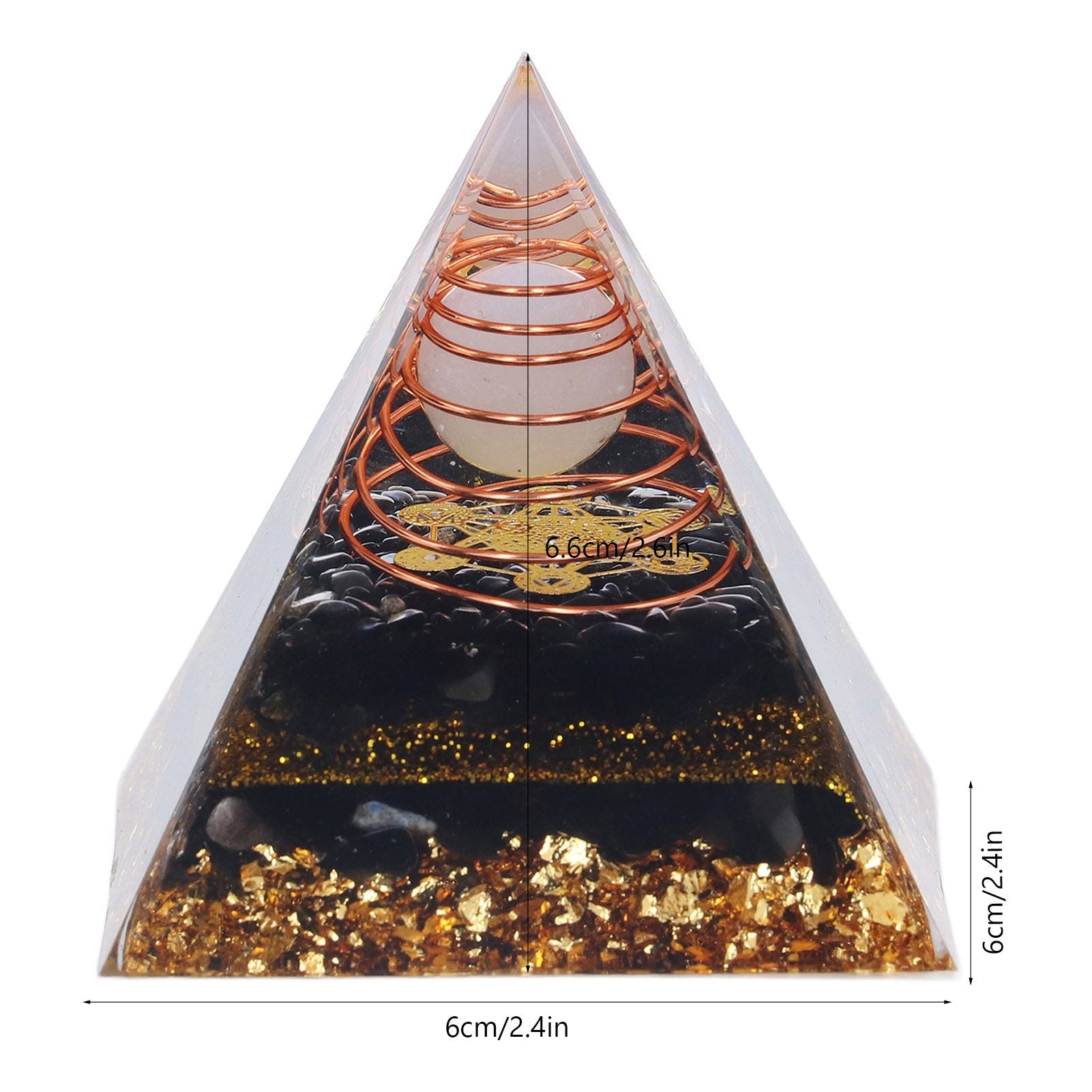 Orgone Pyramid Decorative Balancing Energy Power Stone Pyramid Ornament for Yoga Meditation Bedroom V1294-YM0523-3115220008311