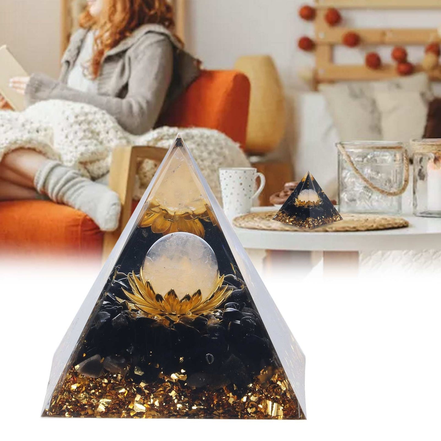 Orgone Healing Pyramid Energy Balancing Positive Power Stone Pyramid Decoration for Meditation Bedroom Office V1294-YM0523-3115220008911