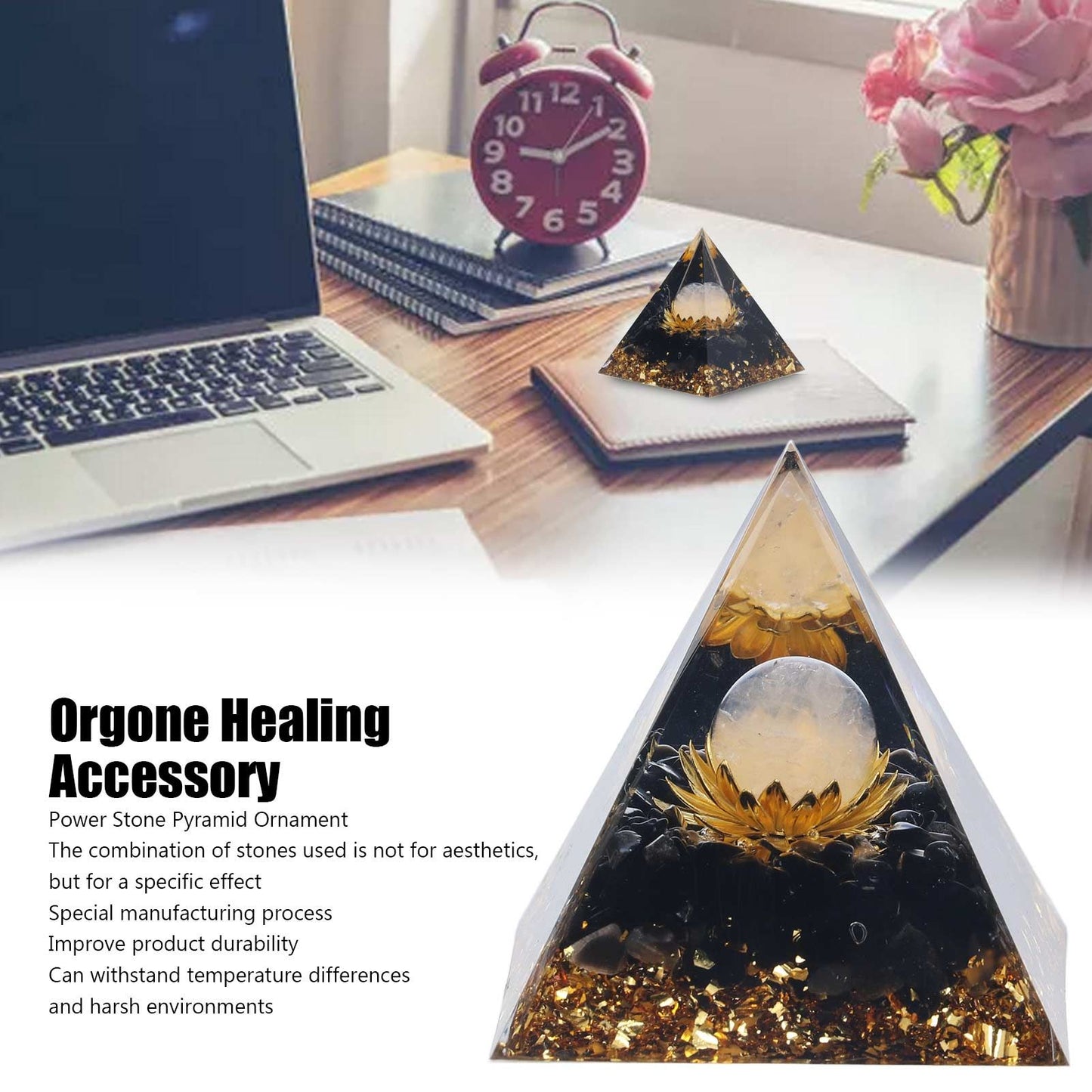 Orgone Healing Pyramid Energy Balancing Positive Power Stone Pyramid Decoration for Meditation Bedroom Office V1294-YM0523-3115220008911