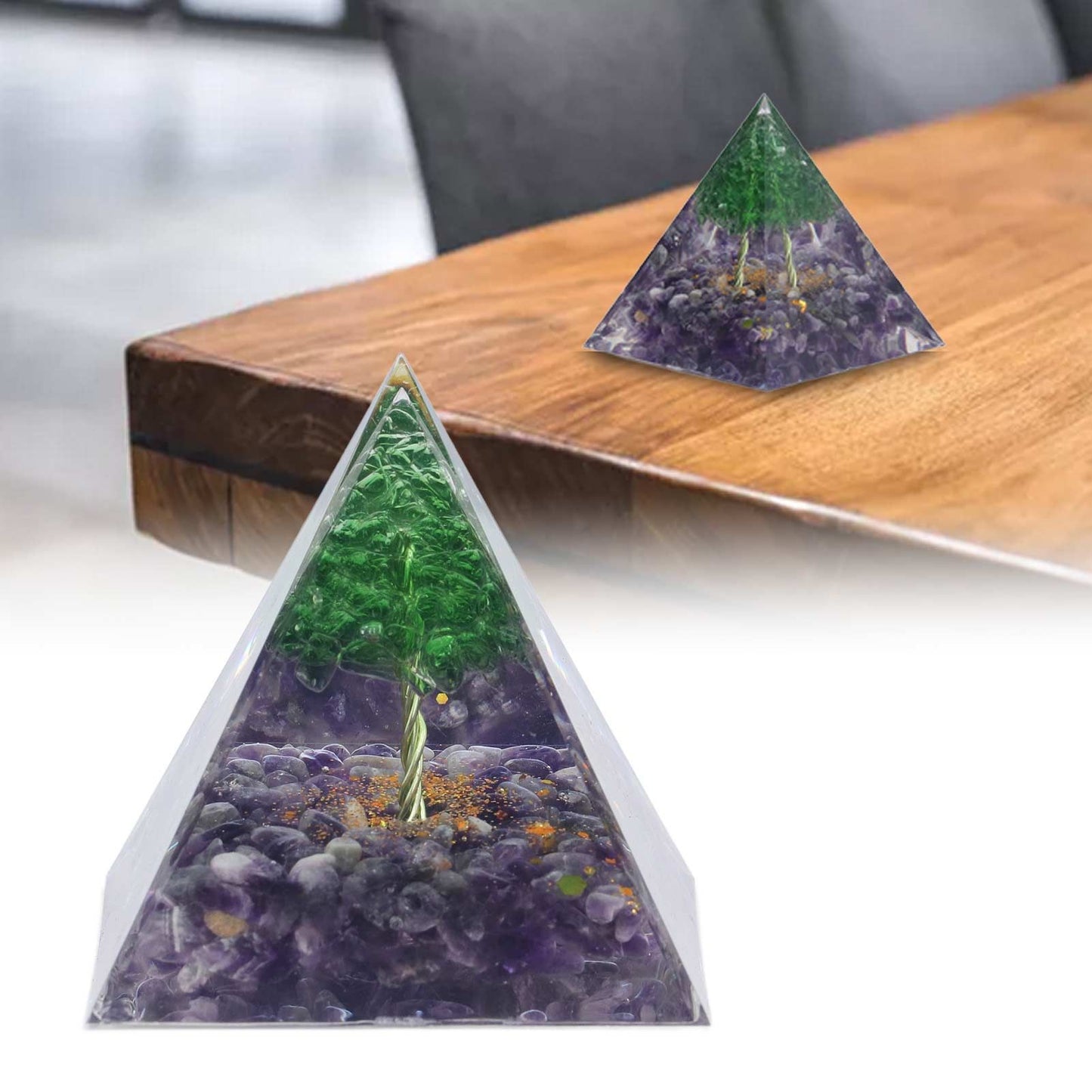 Crystal Pyramid Orgone Pyramid Home Handicraft Ornaments for Energy Healing Calmness V1294-YM0523-3115220009011