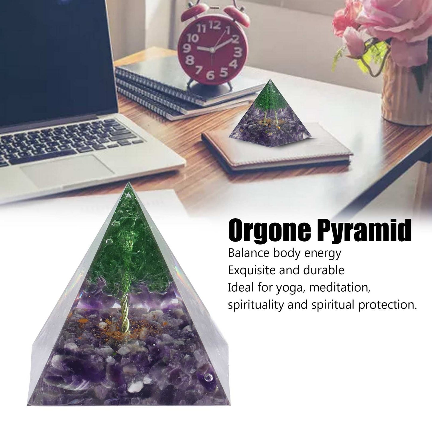 Crystal Pyramid Orgone Pyramid Home Handicraft Ornaments for Energy Healing Calmness V1294-YM0523-3115220009011