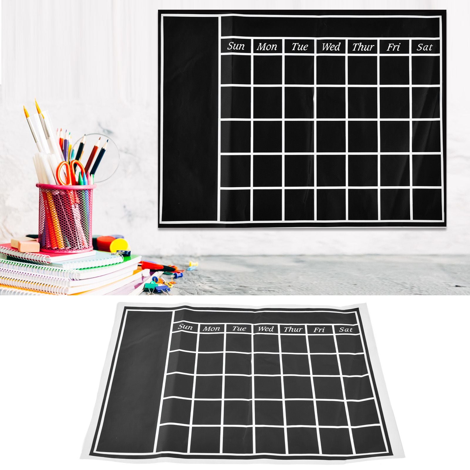 Blackboard Wall Sticker 45x60cm Removable Self Adhesive Waterproof PVC Chalkboard Calendar with Matte Texture V1294-YM0523-3115220010011