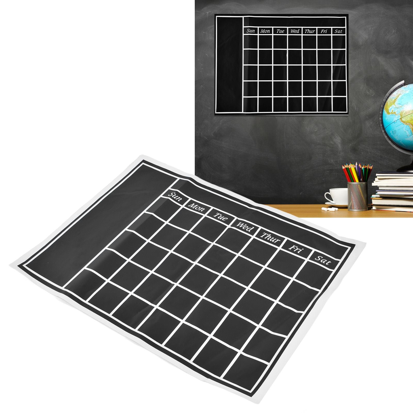 Blackboard Wall Sticker 45x60cm Removable Self Adhesive Waterproof PVC Chalkboard Calendar with Matte Texture V1294-YM0523-3115220010011