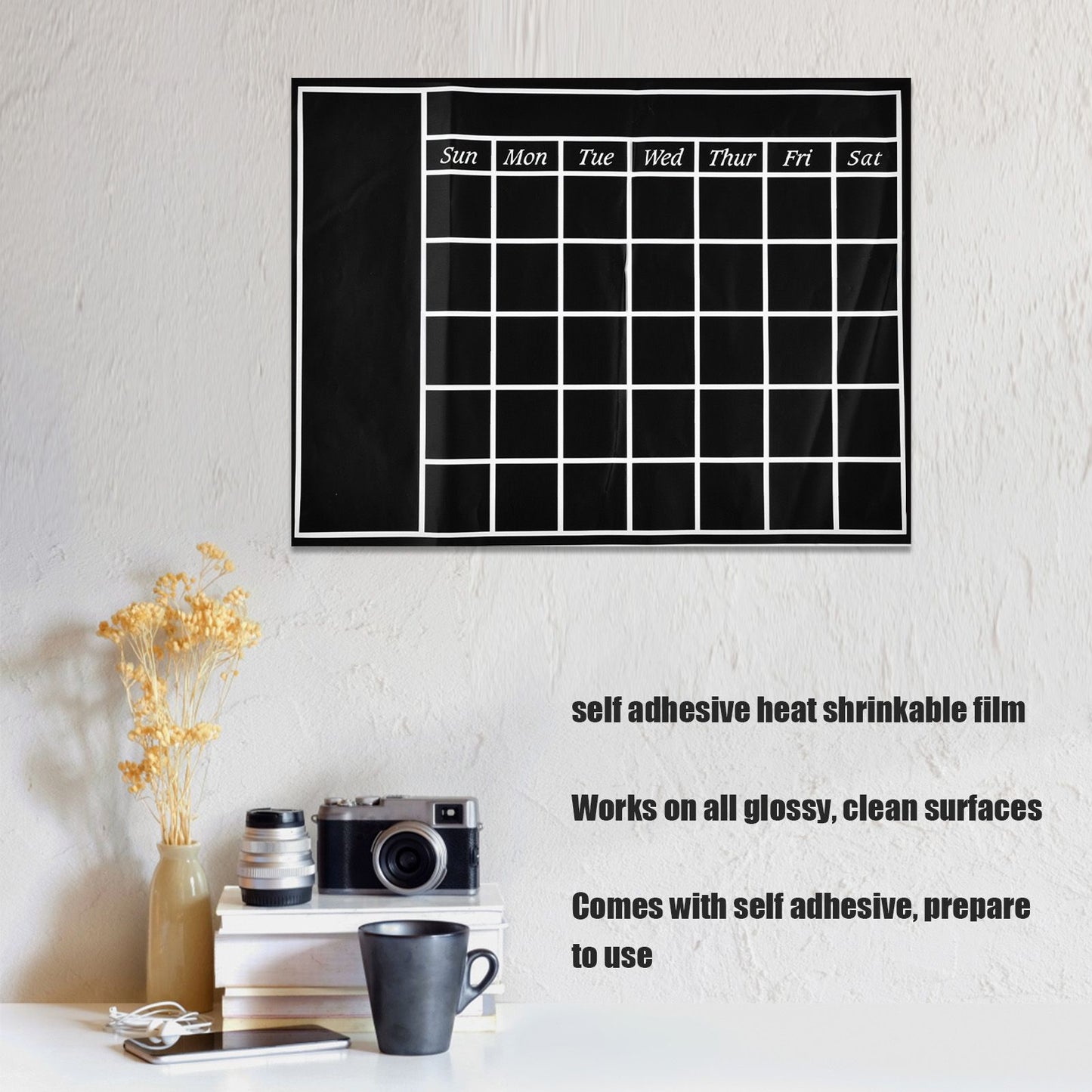 Blackboard Wall Sticker 45x60cm Removable Self Adhesive Waterproof PVC Chalkboard Calendar with Matte Texture V1294-YM0523-3115220010011