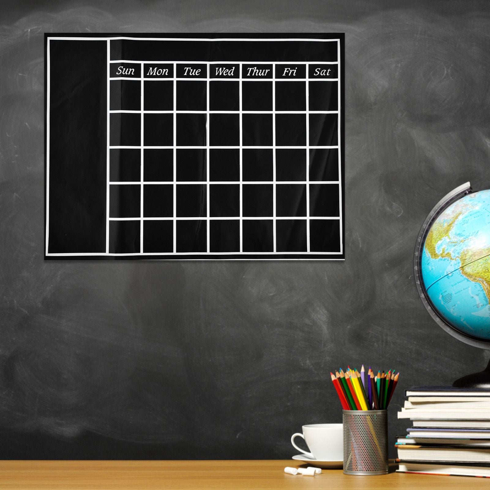 Blackboard Wall Sticker 45x60cm Removable Self Adhesive Waterproof PVC Chalkboard Calendar with Matte Texture V1294-YM0523-3115220010011