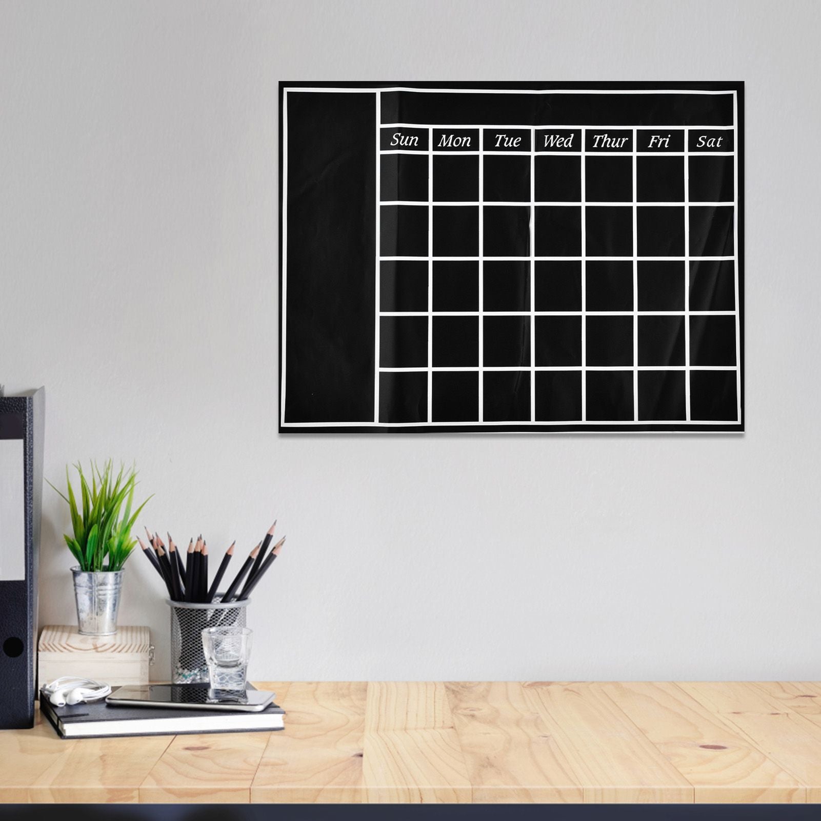 Blackboard Wall Sticker 45x60cm Removable Self Adhesive Waterproof PVC Chalkboard Calendar with Matte Texture V1294-YM0523-3115220010011