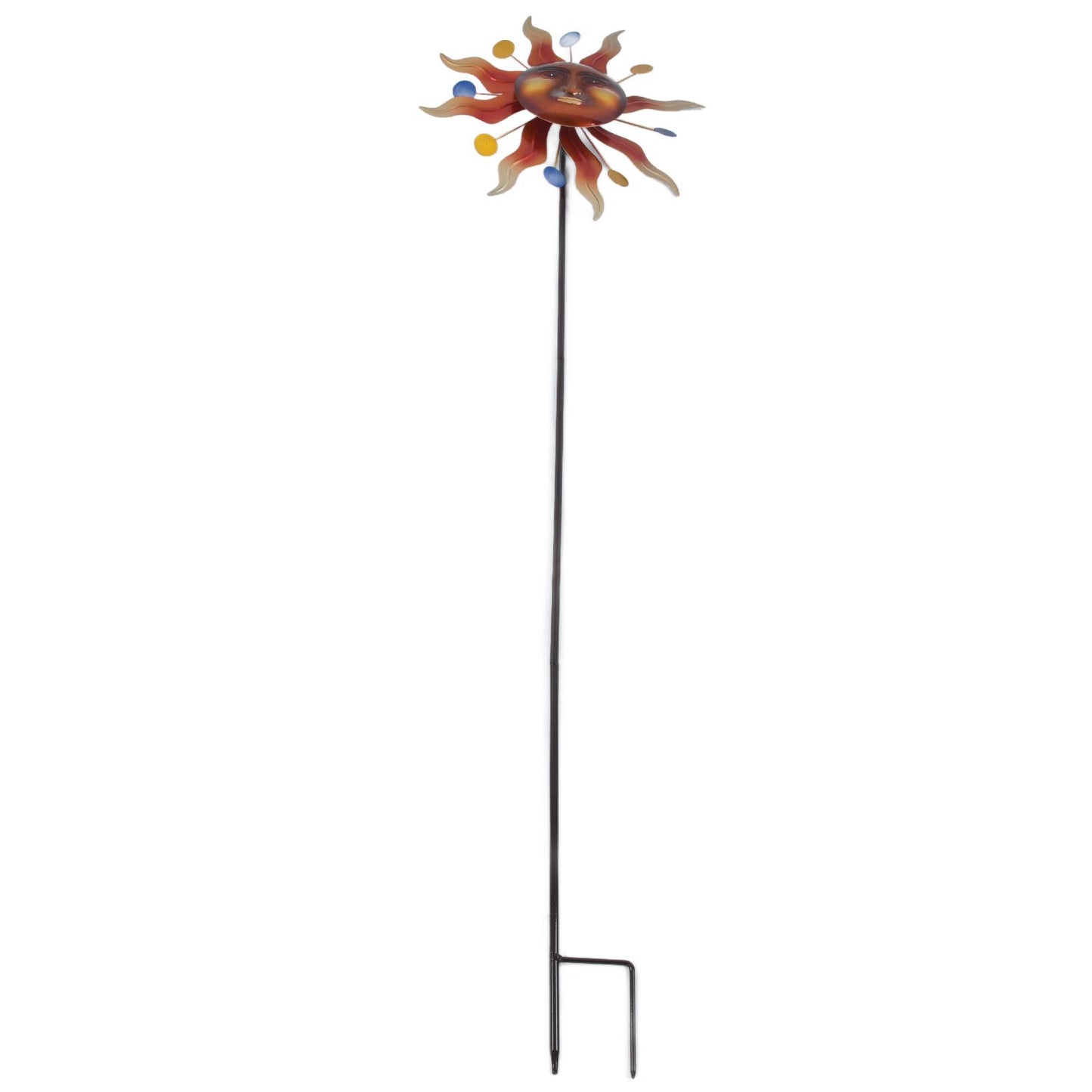 Sun Windmill Iron Weather Resistant Decorative Flower Wind Spinner with Ground Stake for Patio Yard Garden V1294-YM0523-3115220010211