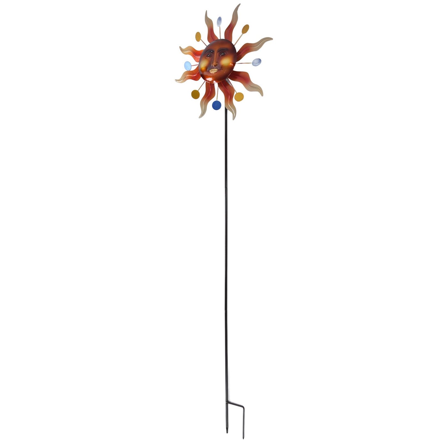Sun Windmill Iron Weather Resistant Decorative Flower Wind Spinner with Ground Stake for Patio Yard Garden V1294-YM0523-3115220010211