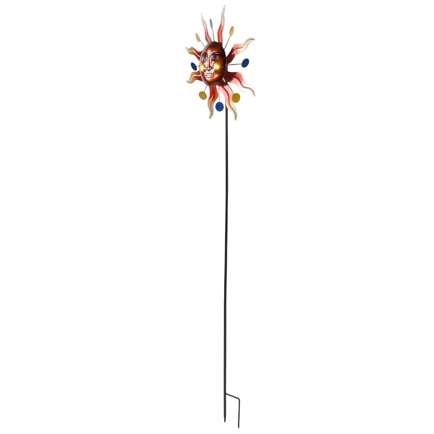 Sun Windmill Iron Weather Resistant Decorative Flower Wind Spinner with Ground Stake for Patio Yard Garden V1294-YM0523-3115220010211