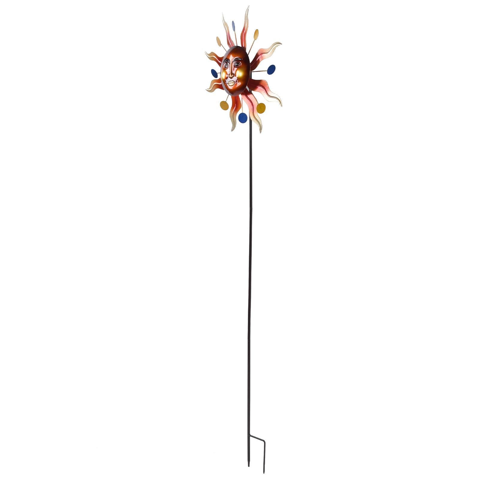 Sun Windmill Iron Weather Resistant Decorative Flower Wind Spinner with Ground Stake for Patio Yard Garden V1294-YM0523-3115220010211