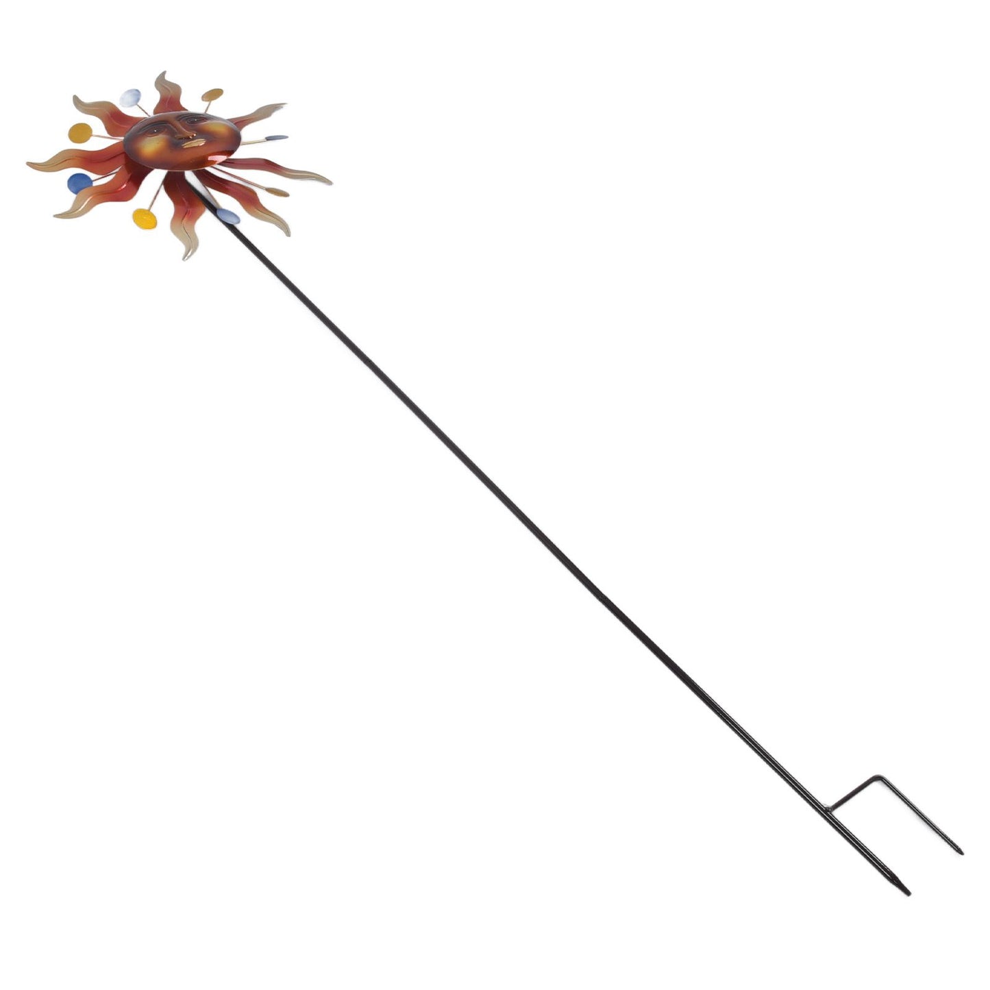 Sun Windmill Iron Weather Resistant Decorative Flower Wind Spinner with Ground Stake for Patio Yard Garden V1294-YM0523-3115220010211