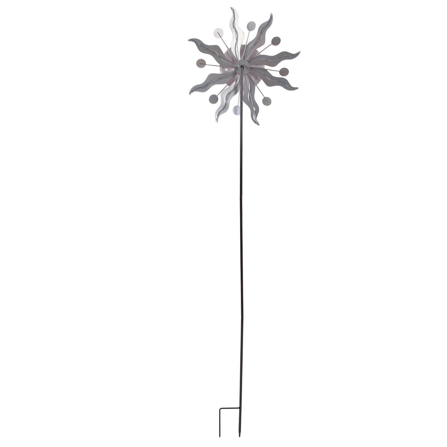 Sun Windmill Iron Weather Resistant Decorative Flower Wind Spinner with Ground Stake for Patio Yard Garden V1294-YM0523-3115220010211