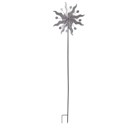 Sun Windmill Iron Weather Resistant Decorative Flower Wind Spinner with Ground Stake for Patio Yard Garden V1294-YM0523-3115220010211