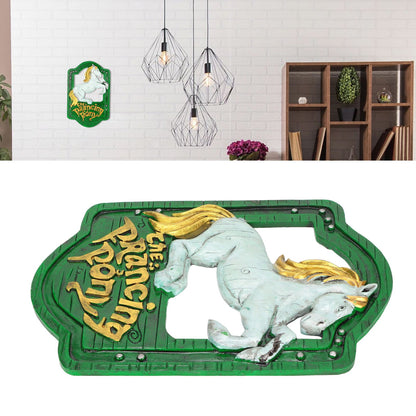 Wall Sign Synthetic Resin Horse Pattern Wall Mounted Signage Decoration for Home Office V1294-YM0523-3115220010511