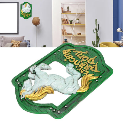 Wall Sign Synthetic Resin Horse Pattern Wall Mounted Signage Decoration for Home Office V1294-YM0523-3115220010511
