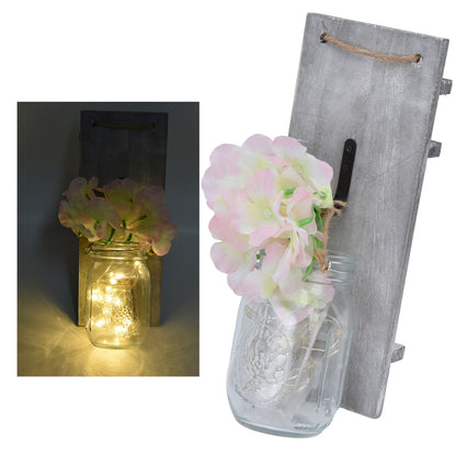 Wall Jar Decor Retro Style Glass Bottle Lamp Silk Flower Decoration for Home Door V1294-YM0523-3115220012911