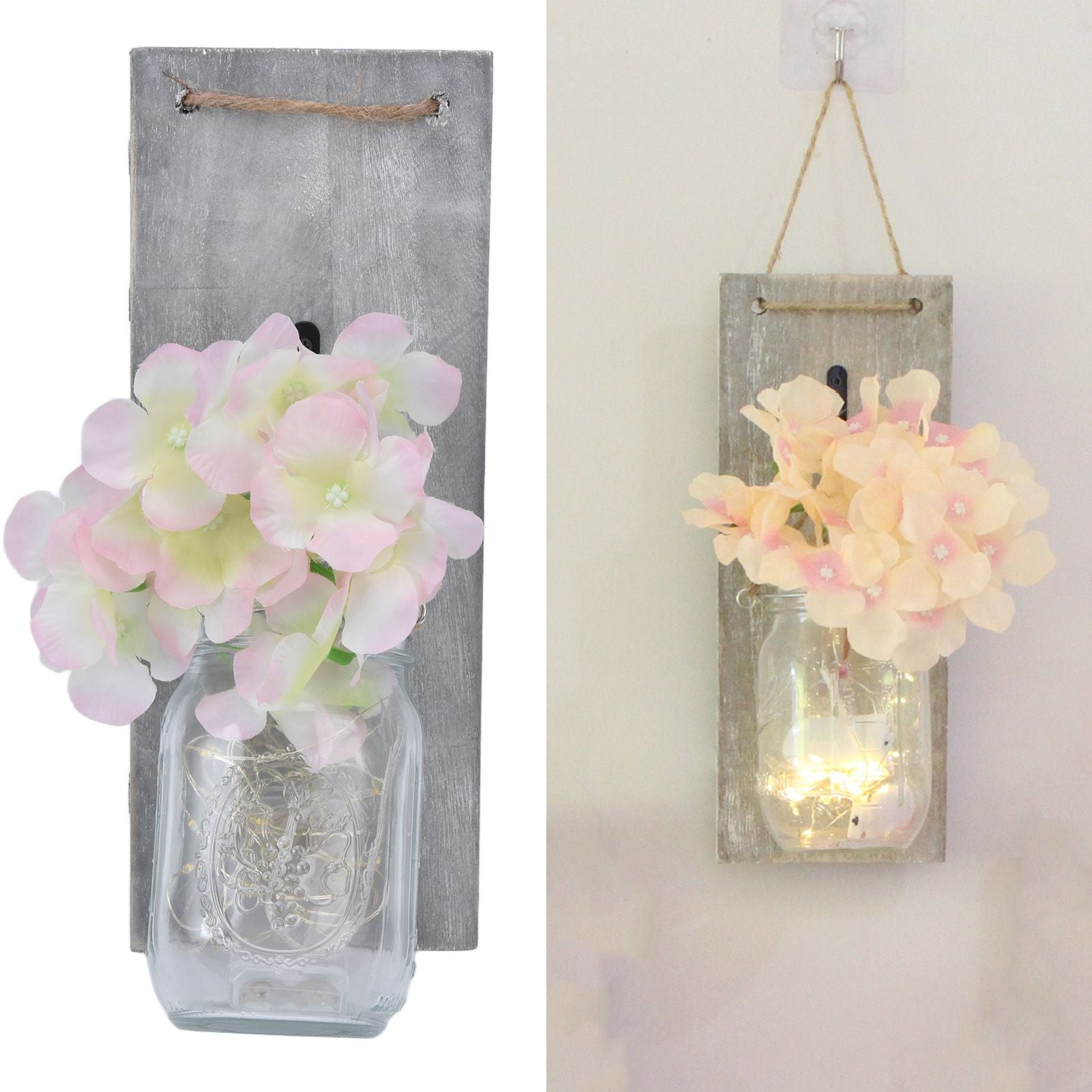 Wall Jar Decor Retro Style Glass Bottle Lamp Silk Flower Decoration for Home Door V1294-YM0523-3115220012911