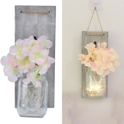 Wall Jar Decor Retro Style Glass Bottle Lamp Silk Flower Decoration for Home Door V1294-YM0523-3115220012911
