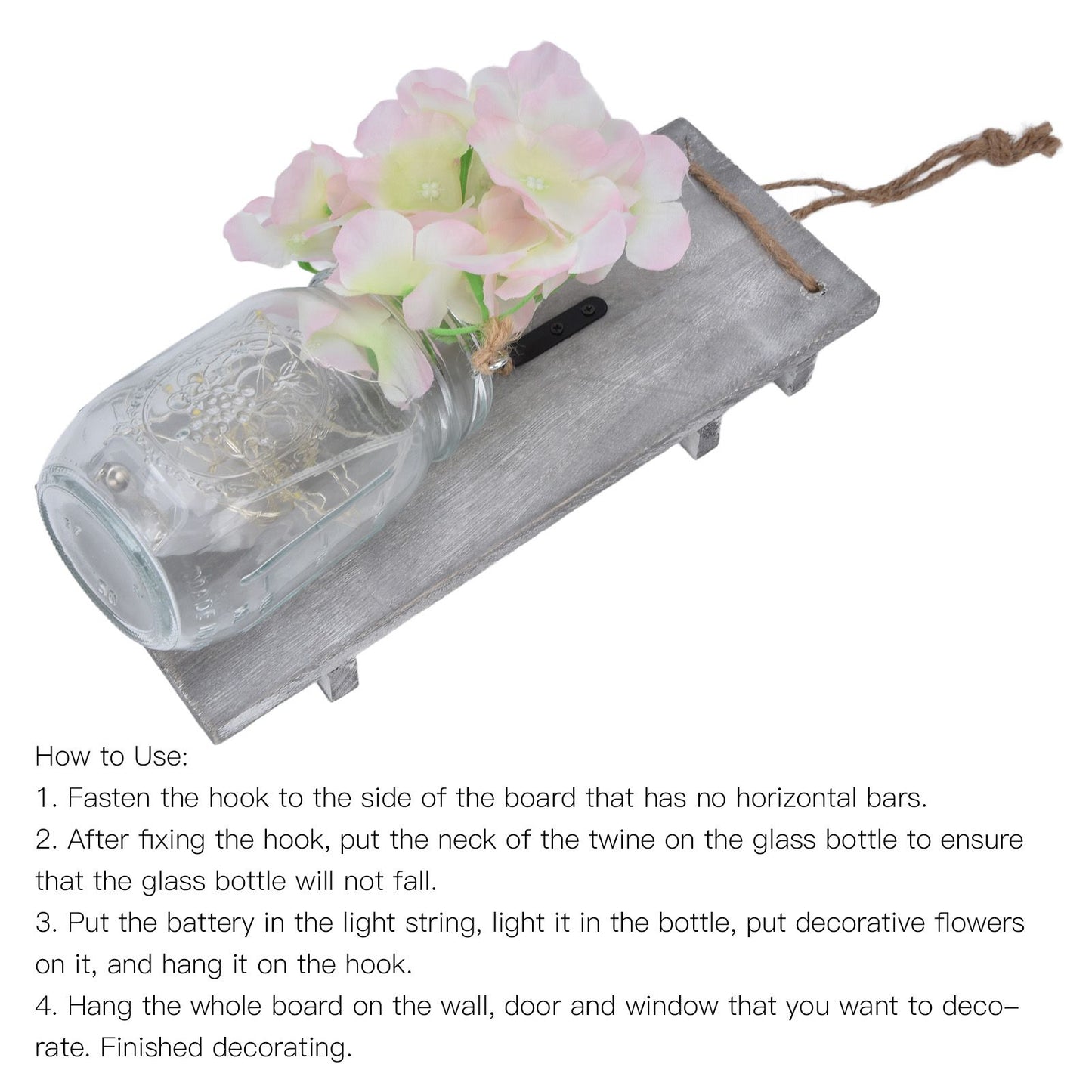 Wall Jar Decor Retro Style Glass Bottle Lamp Silk Flower Decoration for Home Door V1294-YM0523-3115220012911