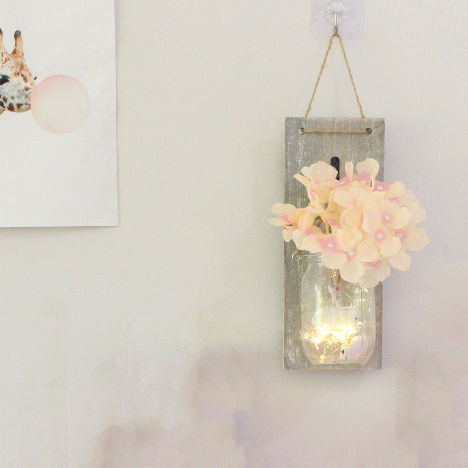 Wall Jar Decor Retro Style Glass Bottle Lamp Silk Flower Decoration for Home Door V1294-YM0523-3115220012911