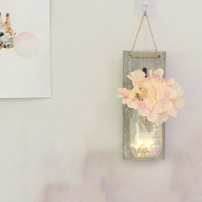 Wall Jar Decor Retro Style Glass Bottle Lamp Silk Flower Decoration for Home Door V1294-YM0523-3115220012911
