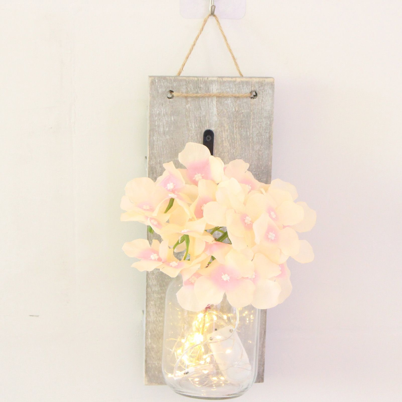 Wall Jar Decor Retro Style Glass Bottle Lamp Silk Flower Decoration for Home Door V1294-YM0523-3115220012911