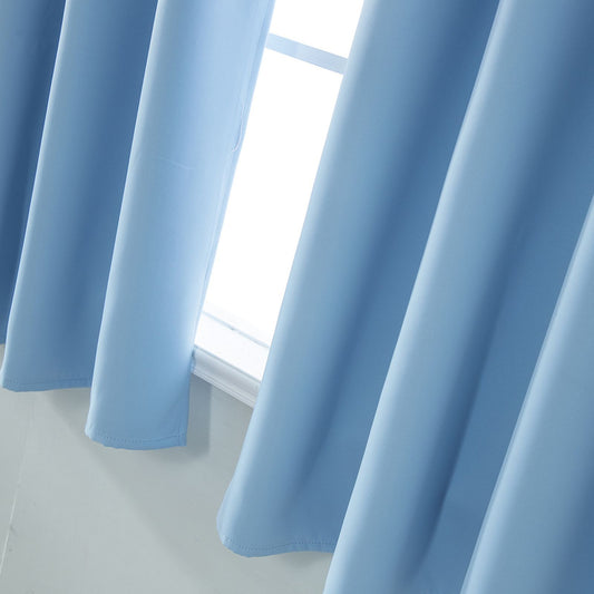 Blackout Curtains Polyester Sky Blue Thermal Insulated Bedroom Darkening Curtain for Living Room V1294-YM0523-3115220013011