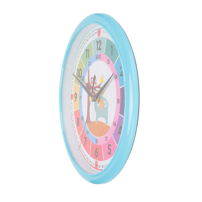 Wall Clock Plastic Cartoon Colorful Quartz Time Learning Hanging Clock for Kid's Bedroom ClassroomBlue V1294-YM0523-3115220013411