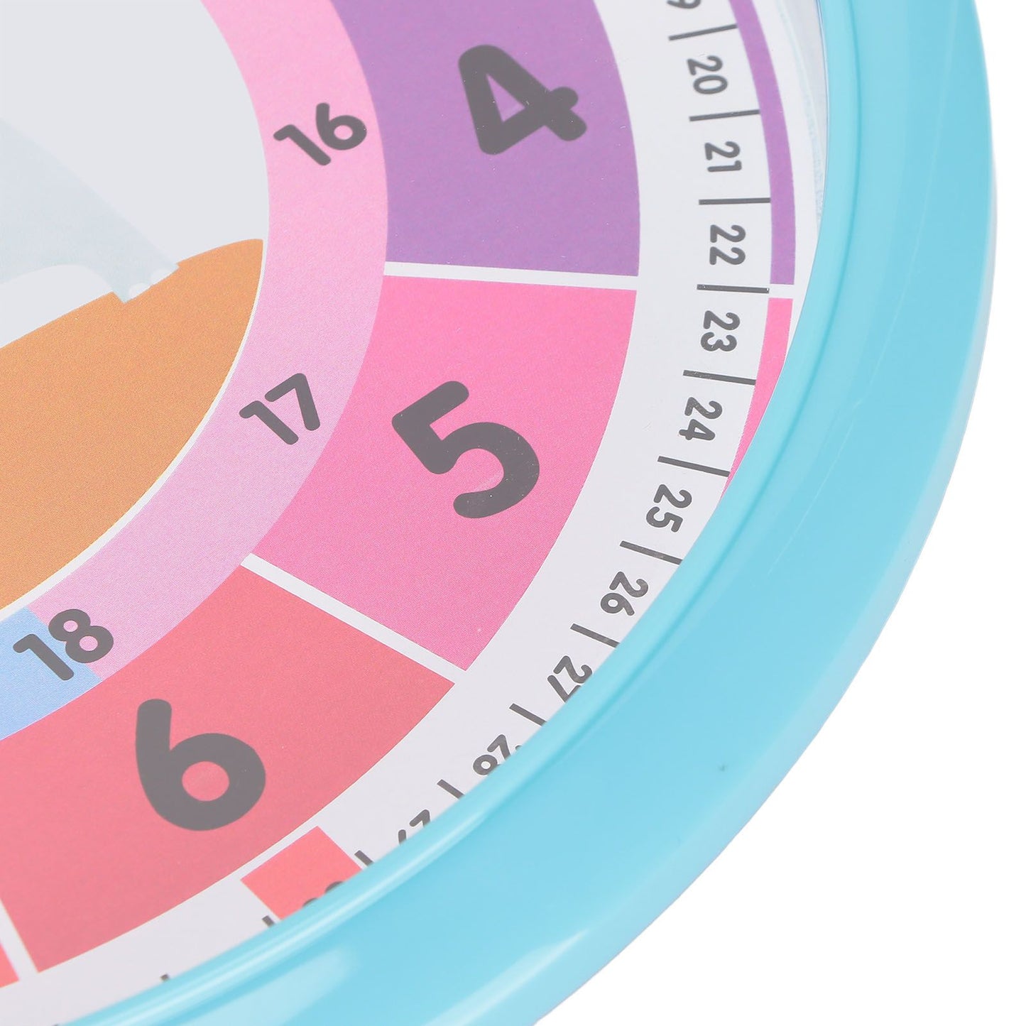 Wall Clock Plastic Cartoon Colorful Quartz Time Learning Hanging Clock for Kid's Bedroom ClassroomBlue V1294-YM0523-3115220013411