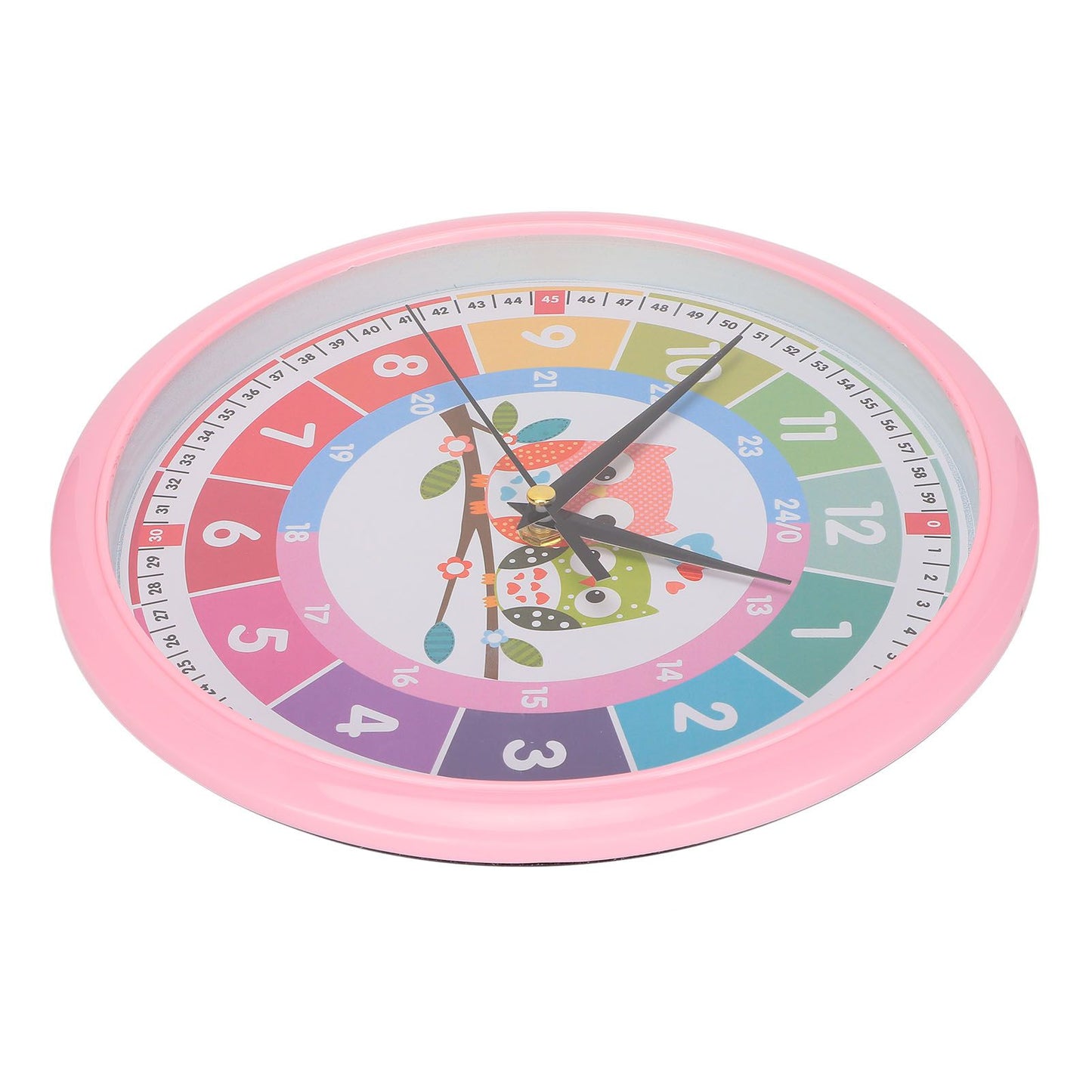 Wall Clock Plastic Cartoon Colorful Quartz Time Learning Hanging Clock for Kid's Bedroom ClassroomPink V1294-YM0523-3115220013412