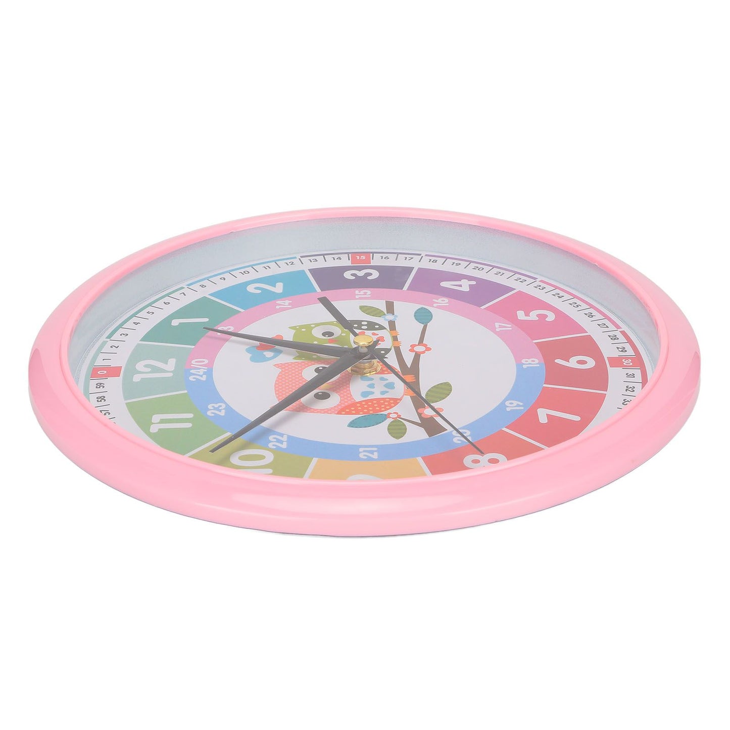 Wall Clock Plastic Cartoon Colorful Quartz Time Learning Hanging Clock for Kid's Bedroom ClassroomPink V1294-YM0523-3115220013412