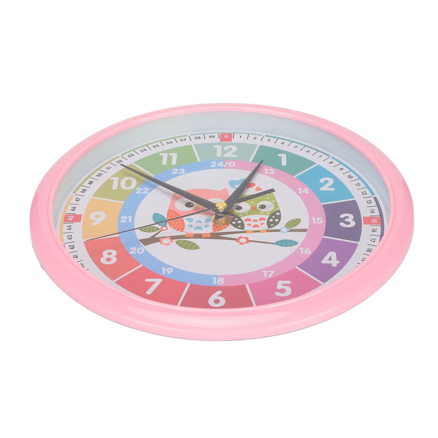Wall Clock Plastic Cartoon Colorful Quartz Time Learning Hanging Clock for Kid's Bedroom ClassroomPink V1294-YM0523-3115220013412