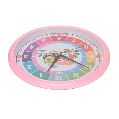 Wall Clock Plastic Cartoon Colorful Quartz Time Learning Hanging Clock for Kid's Bedroom ClassroomPink V1294-YM0523-3115220013412
