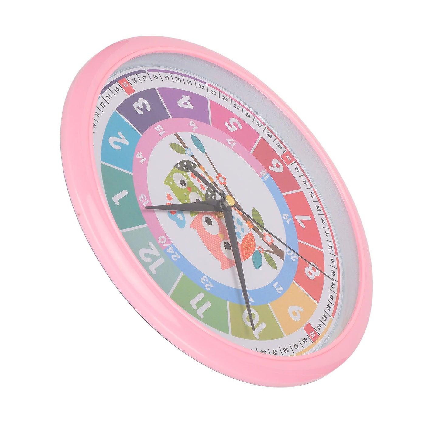 Wall Clock Plastic Cartoon Colorful Quartz Time Learning Hanging Clock for Kid's Bedroom ClassroomPink V1294-YM0523-3115220013412