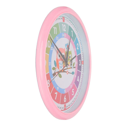 Wall Clock Plastic Cartoon Colorful Quartz Time Learning Hanging Clock for Kid's Bedroom ClassroomPink V1294-YM0523-3115220013412