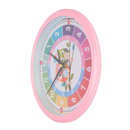 Wall Clock Plastic Cartoon Colorful Quartz Time Learning Hanging Clock for Kid's Bedroom ClassroomPink V1294-YM0523-3115220013412