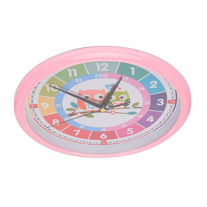 Wall Clock Plastic Cartoon Colorful Quartz Time Learning Hanging Clock for Kid's Bedroom ClassroomPink V1294-YM0523-3115220013412
