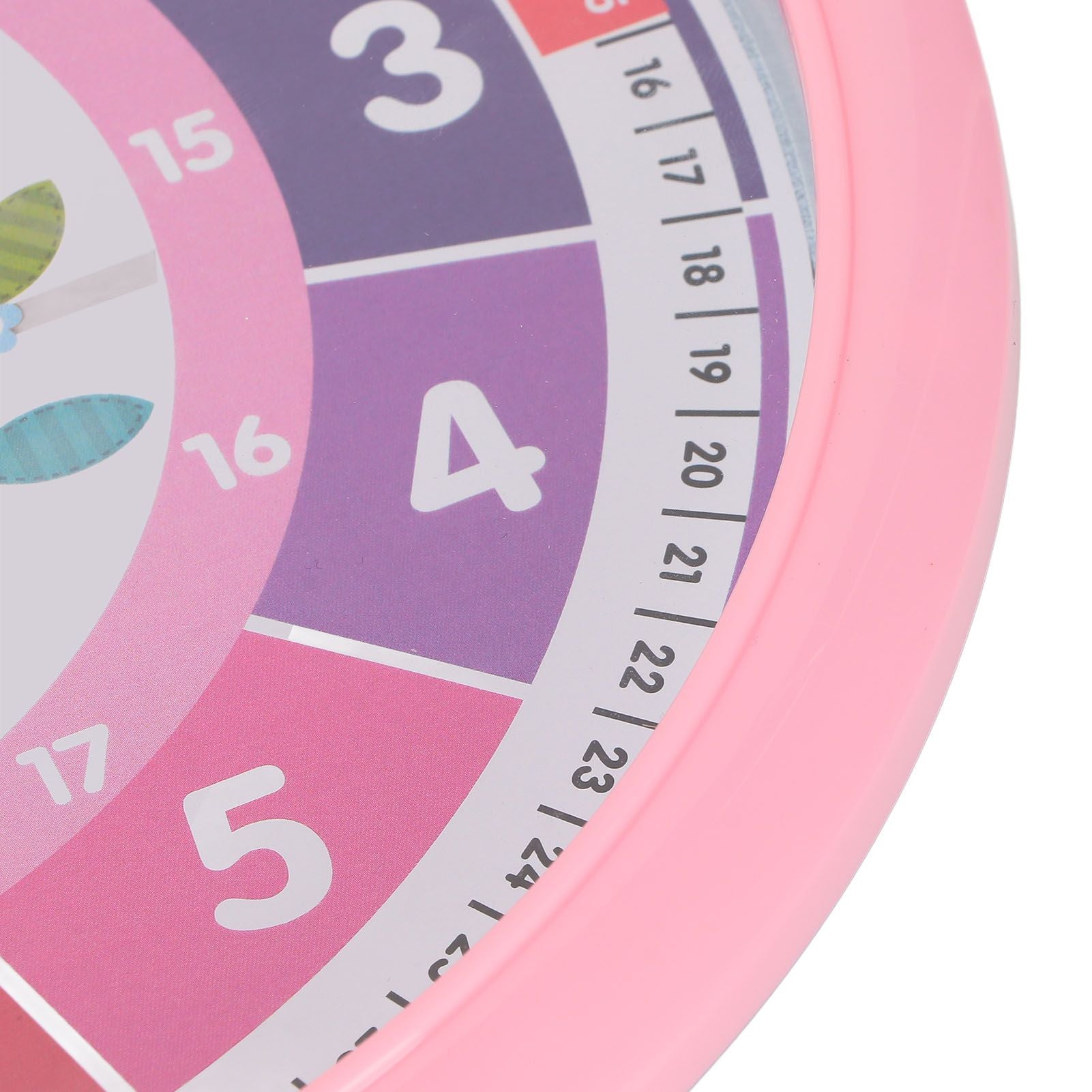 Wall Clock Plastic Cartoon Colorful Quartz Time Learning Hanging Clock for Kid's Bedroom ClassroomPink V1294-YM0523-3115220013412