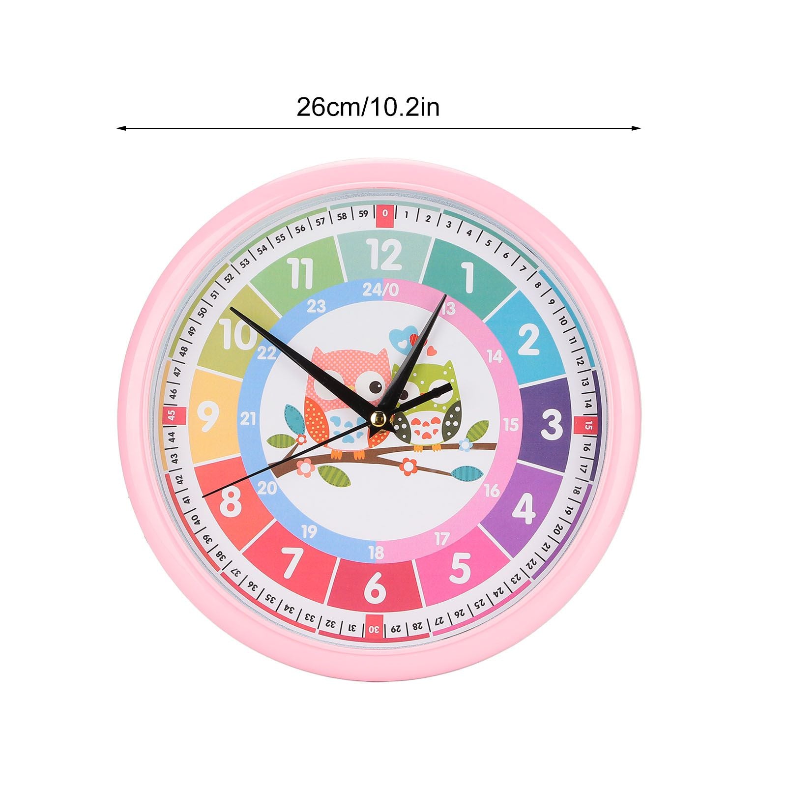 Wall Clock Plastic Cartoon Colorful Quartz Time Learning Hanging Clock for Kid's Bedroom ClassroomPink V1294-YM0523-3115220013412