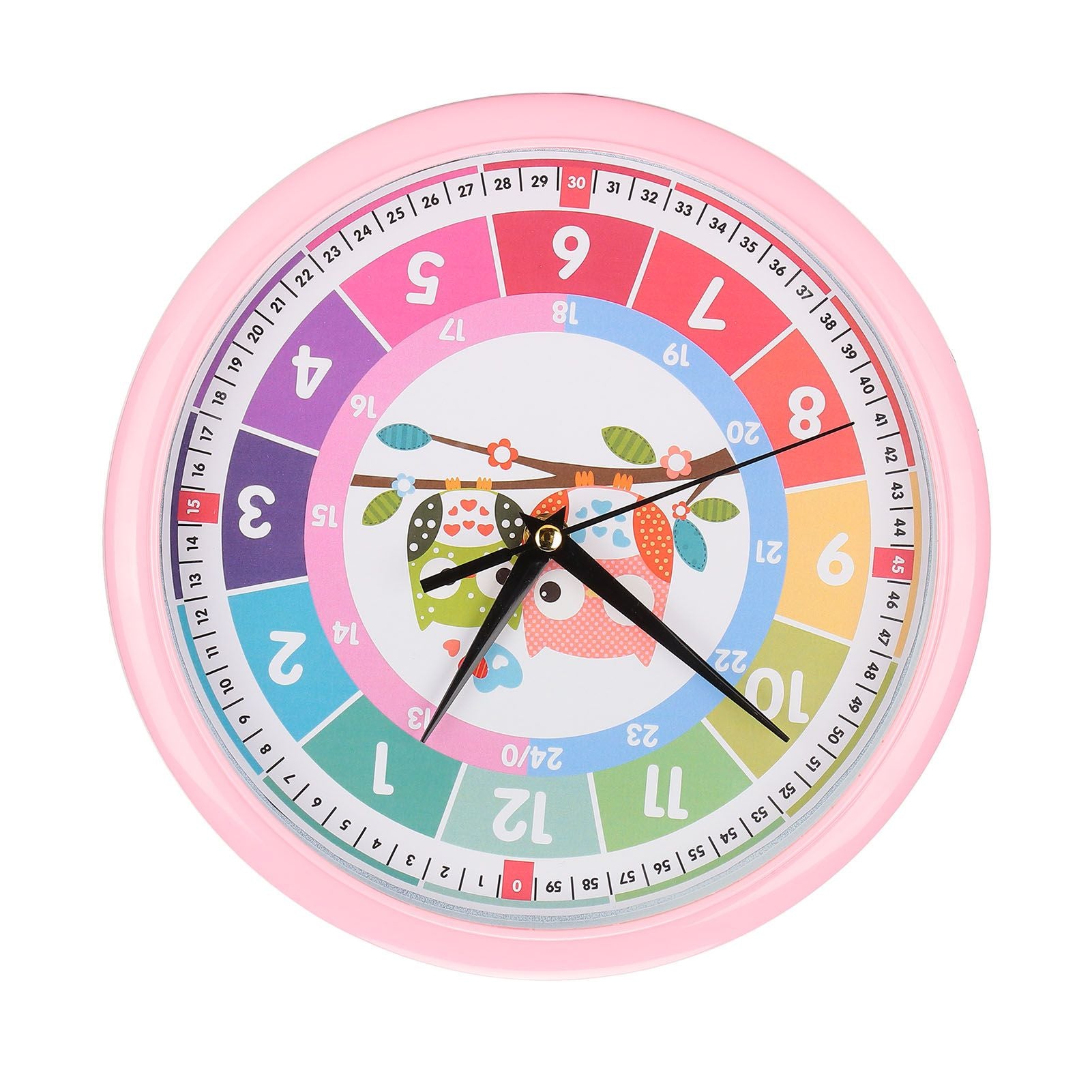 Wall Clock Plastic Cartoon Colorful Quartz Time Learning Hanging Clock for Kid's Bedroom ClassroomPink V1294-YM0523-3115220013412