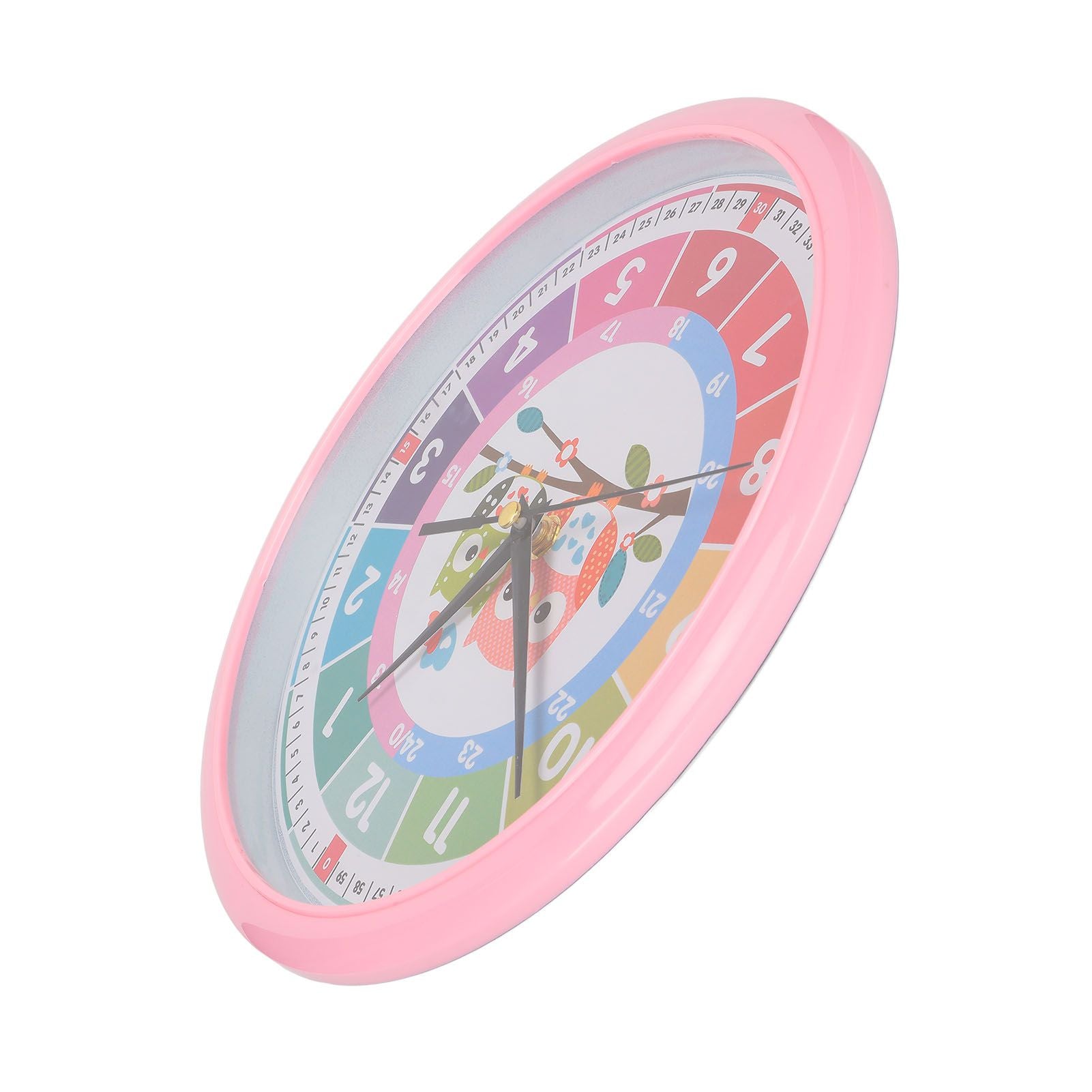 Wall Clock Plastic Cartoon Colorful Quartz Time Learning Hanging Clock for Kid's Bedroom ClassroomPink V1294-YM0523-3115220013412