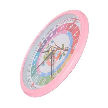 Wall Clock Plastic Cartoon Colorful Quartz Time Learning Hanging Clock for Kid's Bedroom ClassroomPink V1294-YM0523-3115220013412