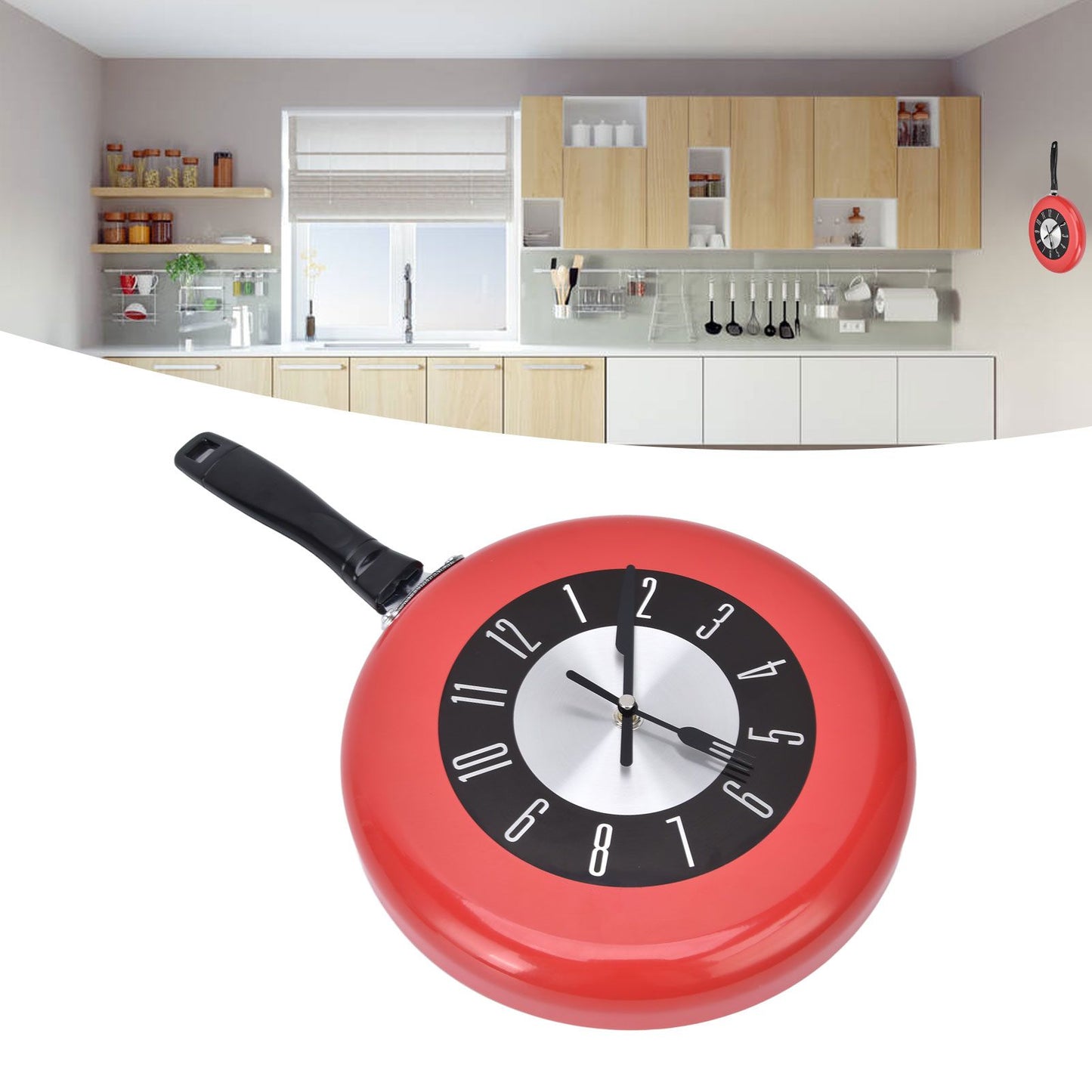 Frying Pan Wall Clock Aluminum Kitchen Pot Decorative Hanging Clocks for Dining Room Bars V1294-YM0523-3115220013511