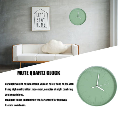 Mute Quartz Clock Wall Watch Minimalist Modern Plastic Wall Clock for Living Room BedroomGreen V1294-YM0523-3115220015812