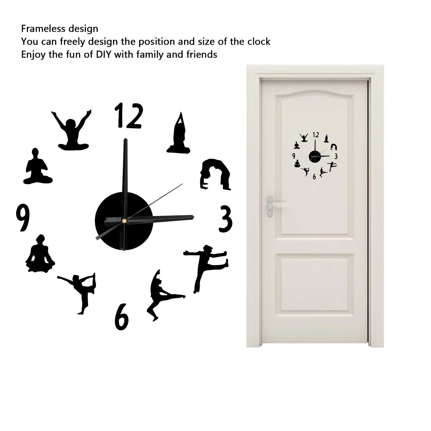 DIY Wall Clock Silent Stylish Decorative Frameless Hanging Clock for Living Room Office V1294-YM0523-3115220016311