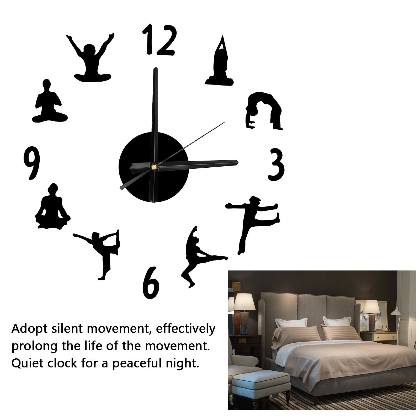 DIY Wall Clock Silent Stylish Decorative Frameless Hanging Clock for Living Room Office V1294-YM0523-3115220016311