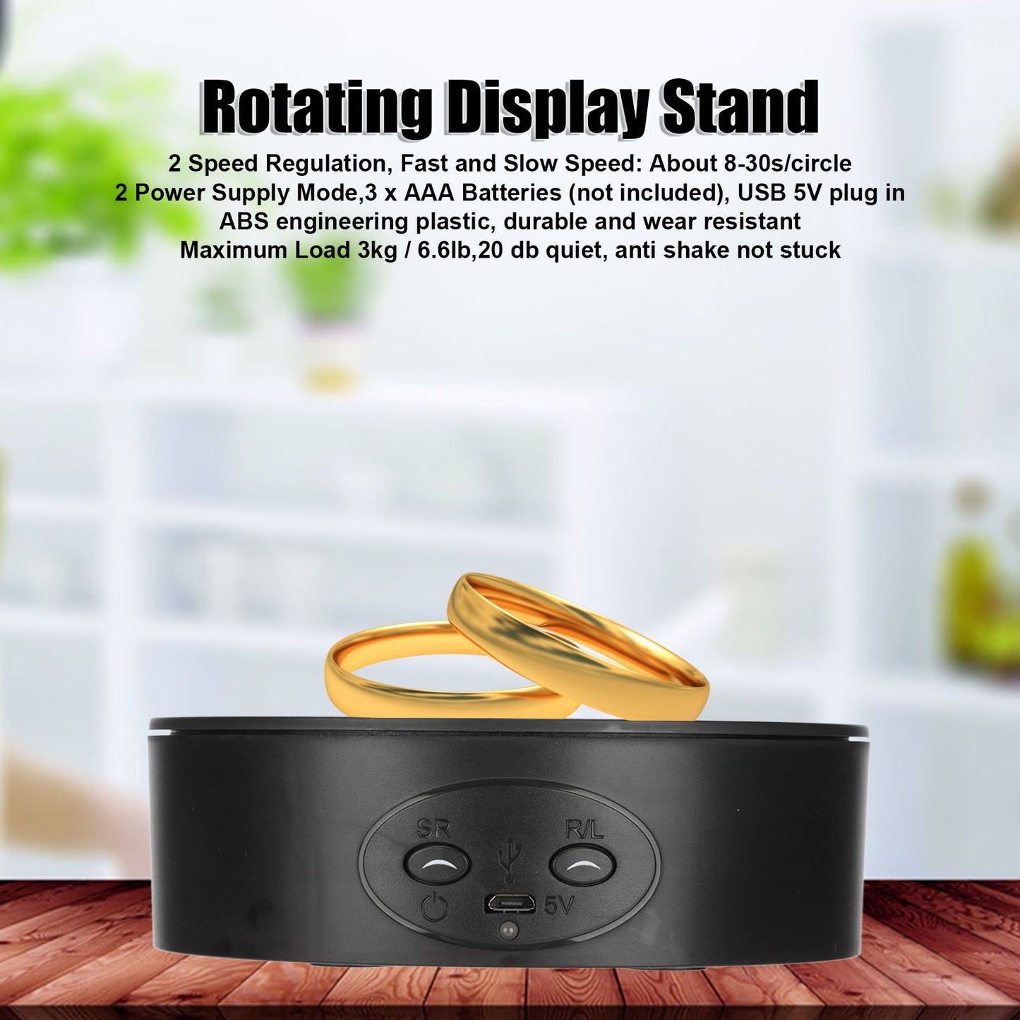 360 Degree Rotating Display Stand Maximum Load 6.6lb Electric Rotating Turntable for Wine Bottles Cosmetics V1294-YM0523-3115220017411