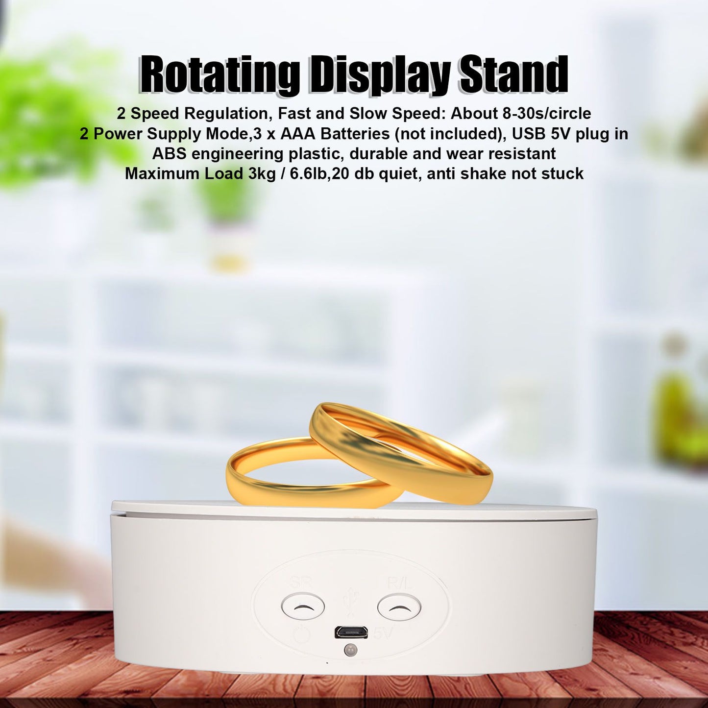 360 Degree Rotating Display Stand Maximum Load 6.6lb Electric Rotating Turntable for Wine Bottles Cosmetics V1294-YM0523-3115220017412