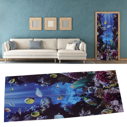 2pcs Door Sticker Underwater World Pattern Frosted Texture Self Adhesive Waterproof 3D Door Poster for Home V1294-YM0523-3115220017711