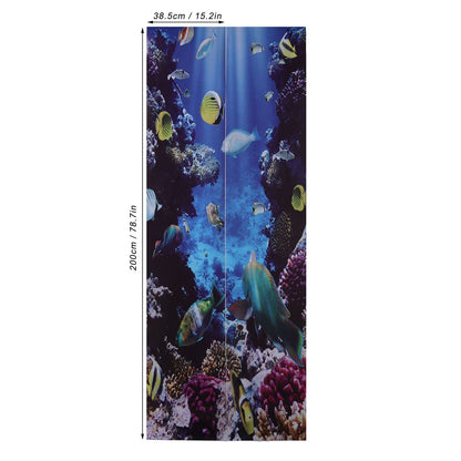 2pcs Door Sticker Underwater World Pattern Frosted Texture Self Adhesive Waterproof 3D Door Poster for Home V1294-YM0523-3115220017711